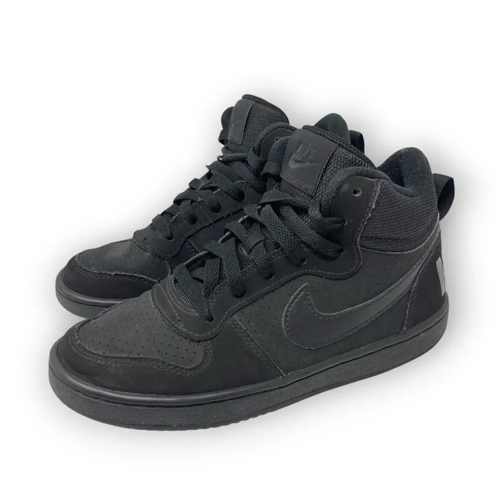 Nike Court Borough Mid 839977-001 Black Basketball Shoes Sneakers Youth Size 4.5